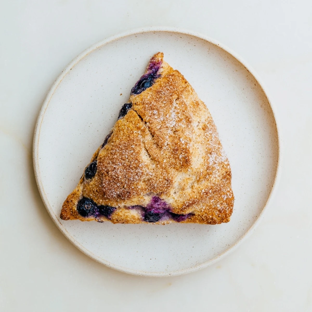 Golden Vietnamese cinnamon blueberry scones with juicy berries and coarse sugar topping