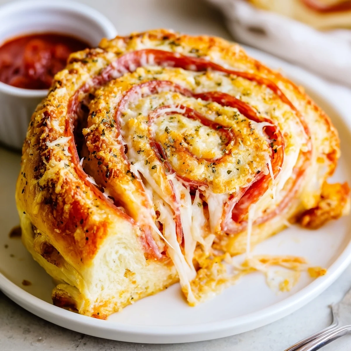 Family-style Pepperoni Pizza Roll Breadsticks Recipe on parchment, served warm for sharing