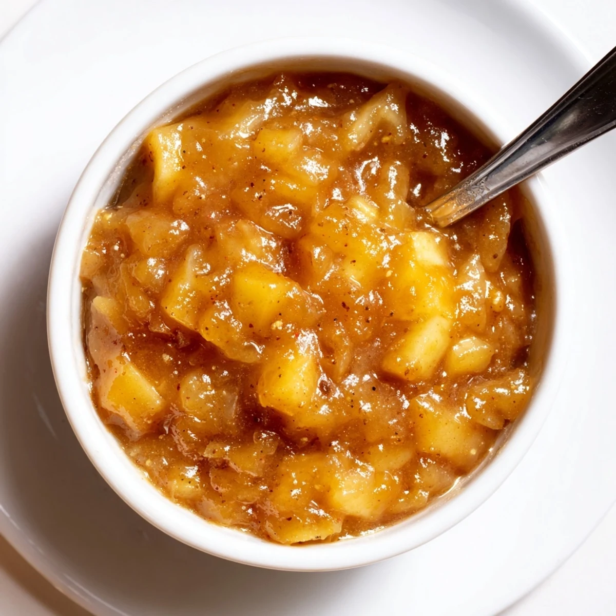 Smoky-sweet Fall Caramel Apple Jam spread on warm biscuits, speckled with nutmeg.