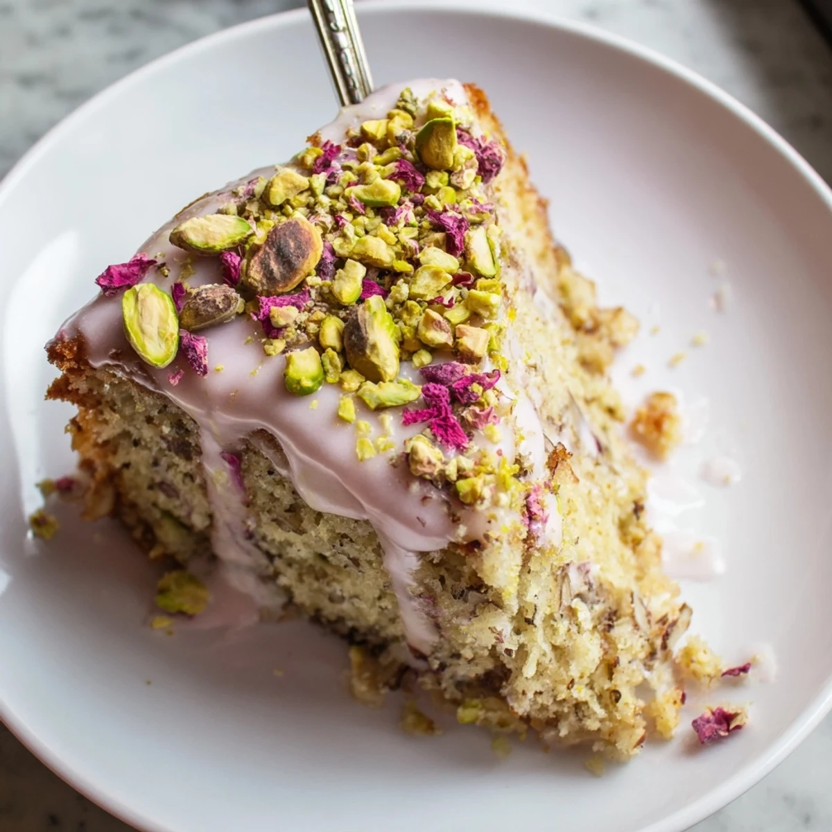 Persian Love Cake Almond, nutty, cardamom laced slices served beside hot mint tea.