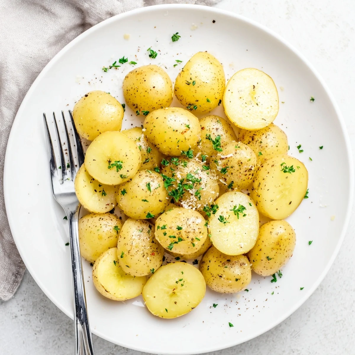 Skewered Grilled Potatoes Recipe brushed with olive oil, sprinkled Parmesan, ready to dip