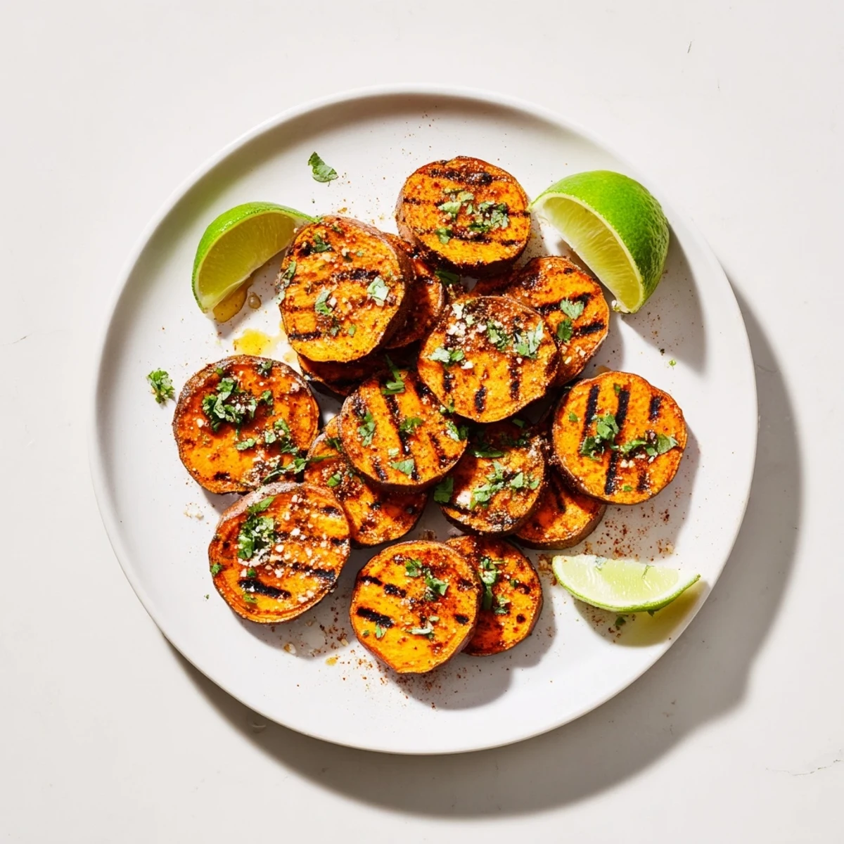 Charred edges and lime squeeze on Grilled Sweet Potatoes Simple Smoky Summer Side