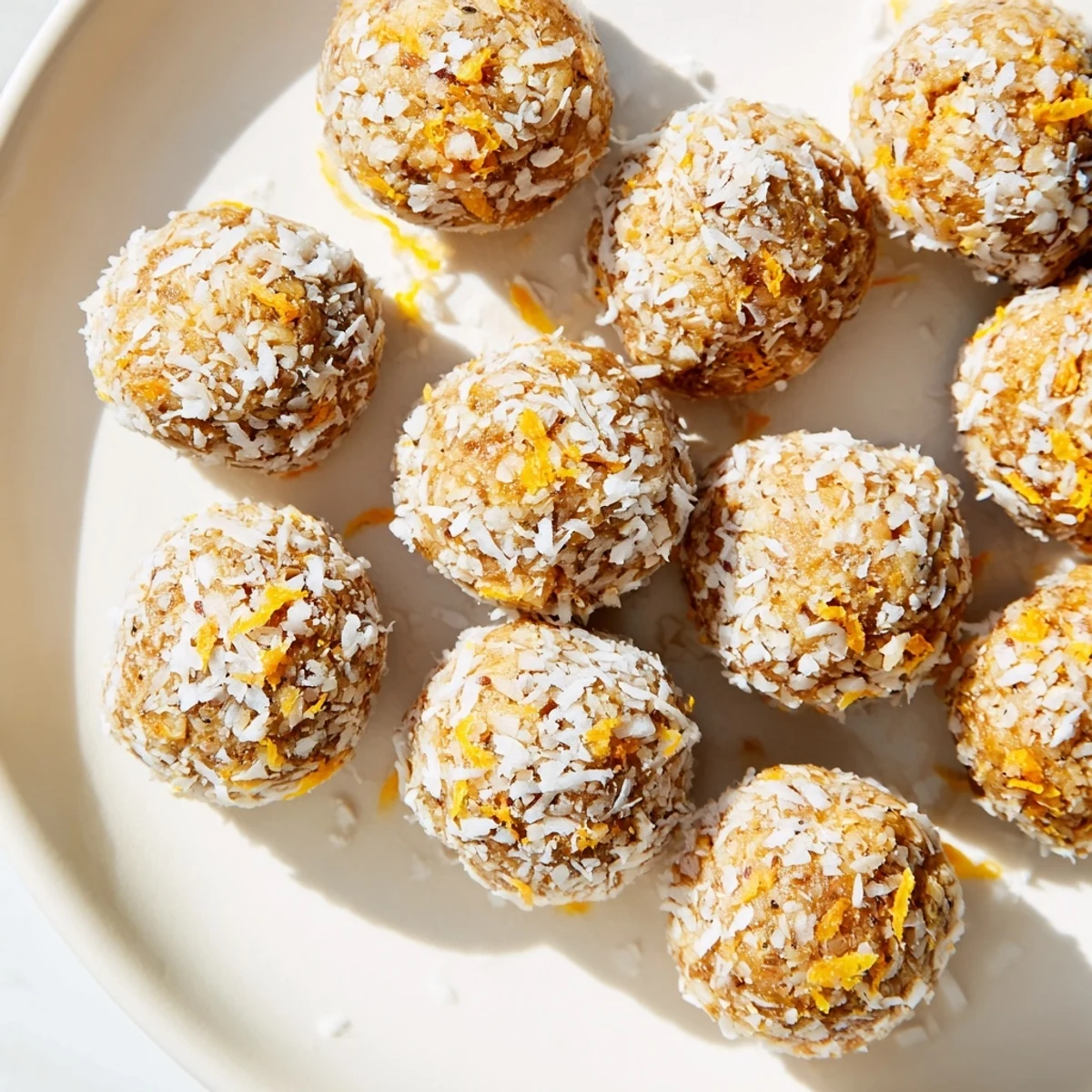 Bite-sized Citrus Bliss Bites rolled in coconut, perfect dessert for baby shower celebrations