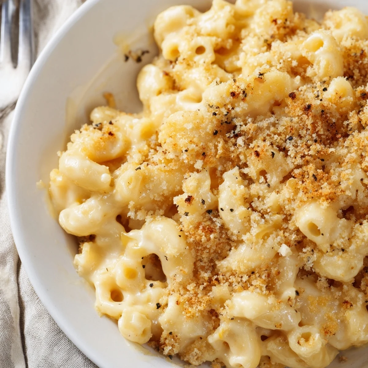Creamy Mac And Cheese with velvety cheddar sauce, steam rising, family dinner.