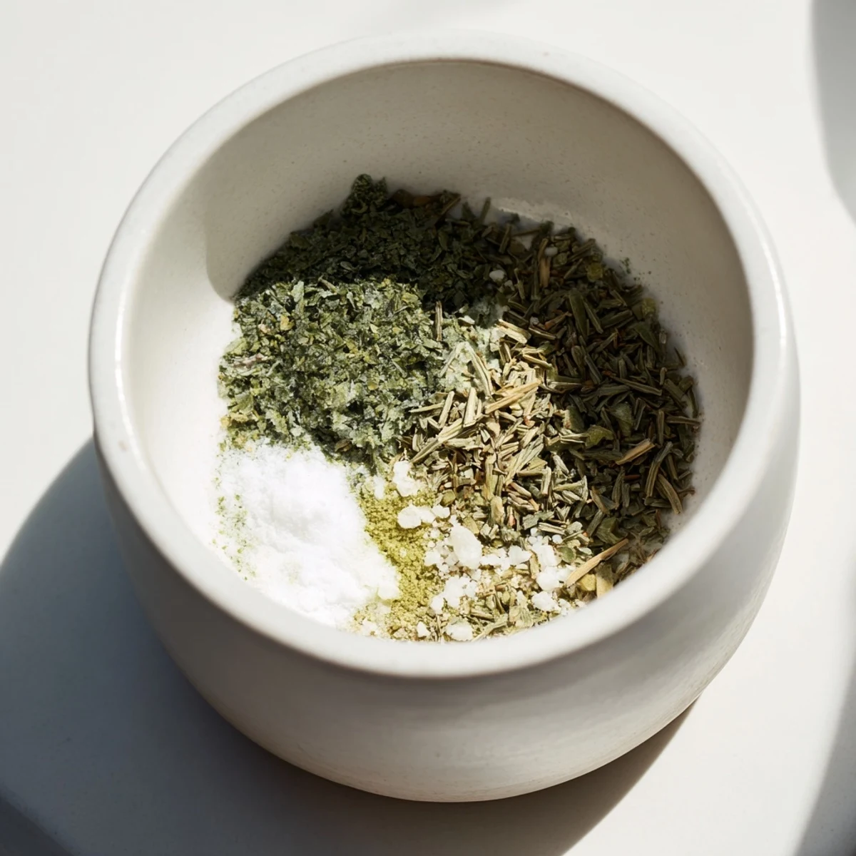 Spoonful of Dehydrated Tzatziki Seasoning Mix over Greek yogurt, bright citrus notes