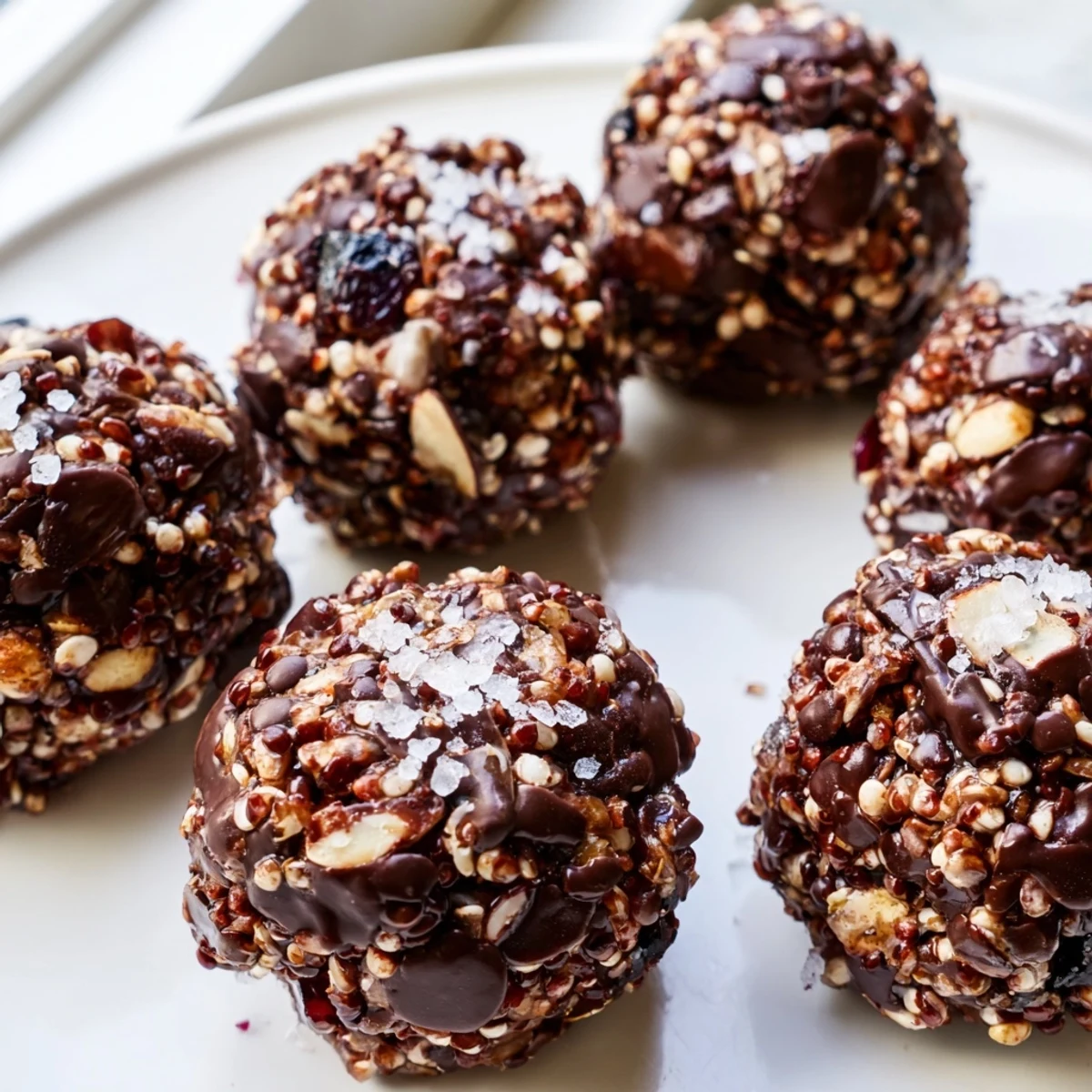 Glossy Chocolate Quinoa Crunch Bites studded with oats and coconut in a muffin tin