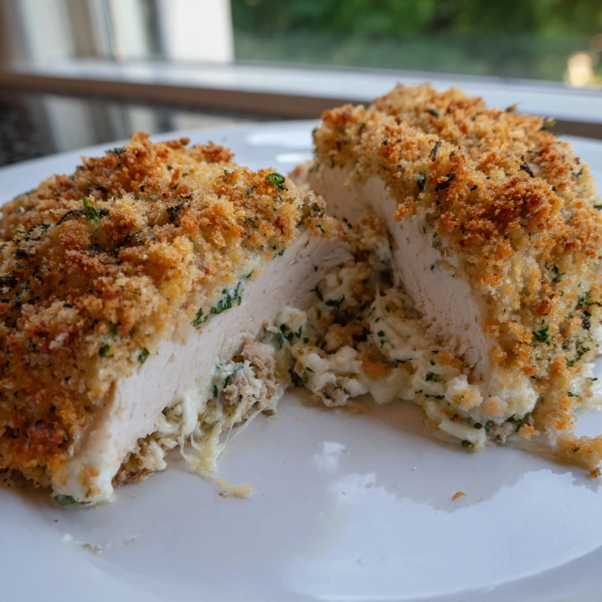 Ricotta chicken bake with melted cheese and crispy breadcrumb crust ready for a weeknight dinner