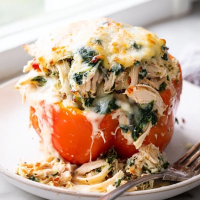 Chicken Florentine Stuffed Peppers
